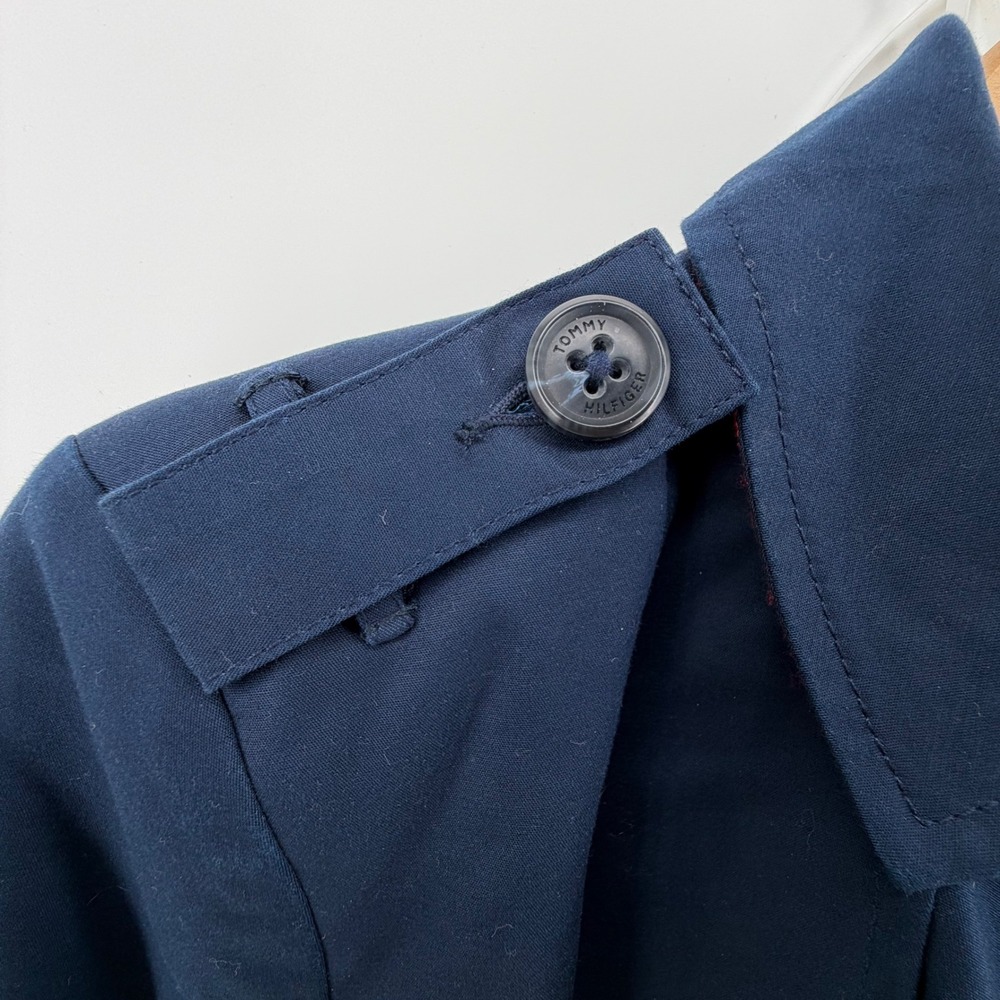 Tommy Hilfiger Navy Double Breasted‎ Trench Coat Belted Size S/P - Picture 7 of 14